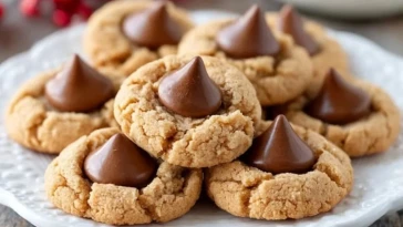 Biscuits Au Beurre De Cacahuète Avec Des Kisses En Chocolat