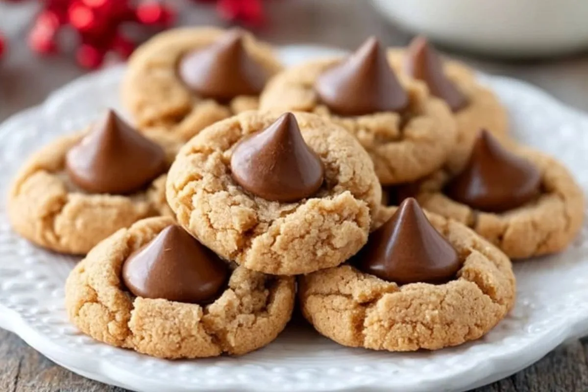 Biscuits Au Beurre De Cacahuète Avec Des Kisses En Chocolat