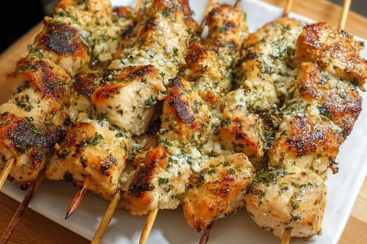 Brochettes De Poulet À LAil Et Parmesan