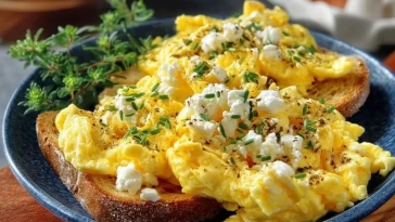 Oeufs Brouillés Protéinés Avec Du Fromage Cottage