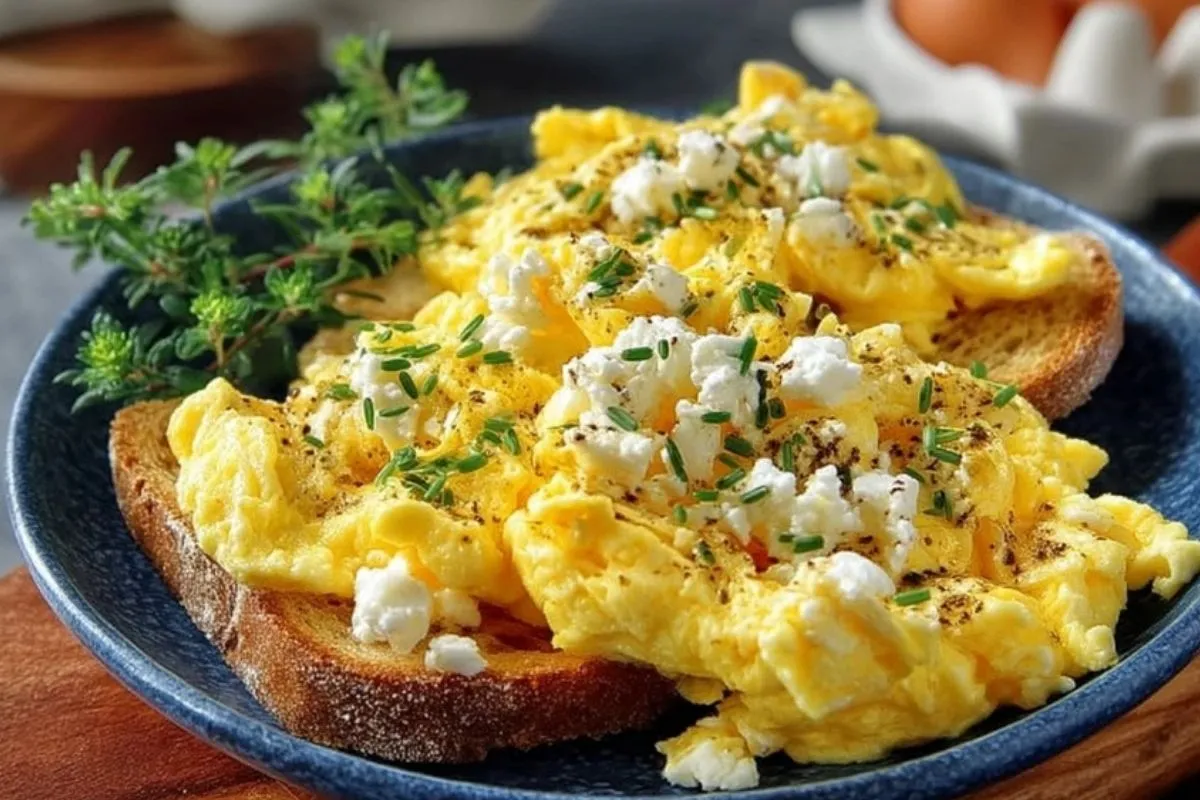 Oeufs Brouillés Protéinés Avec Du Fromage Cottage