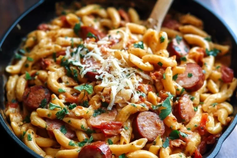 Pâtes À La Saucisse Andouille En Une Seule Poêle