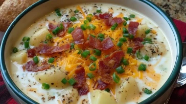 Soupe Crémeuse Au Fromage Et Pommes De Terre Chargée