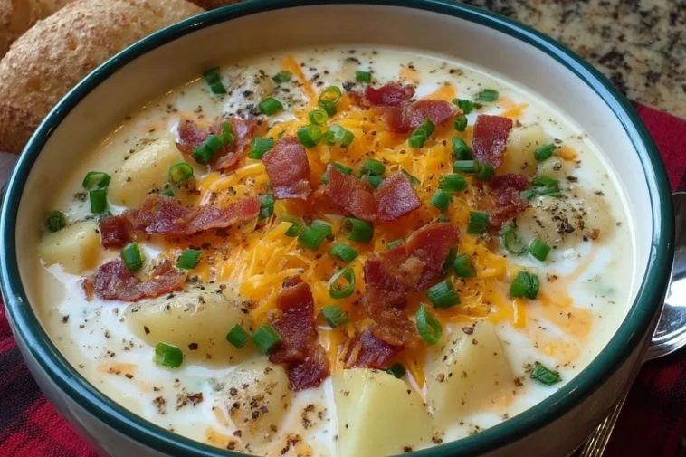 Soupe Crémeuse Au Fromage Et Pommes De Terre Chargée