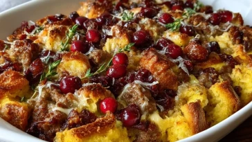 Casserole De Petit-Déjeuner Aux Saucisses Et Canneberges