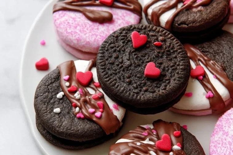 Cookies Oreo De Saint-Valentin Avec Glaçage Au Chocolat