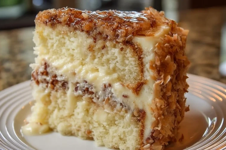 Gâteau Allemand au Chocolat Blanc avec Cœur de Cheesecake