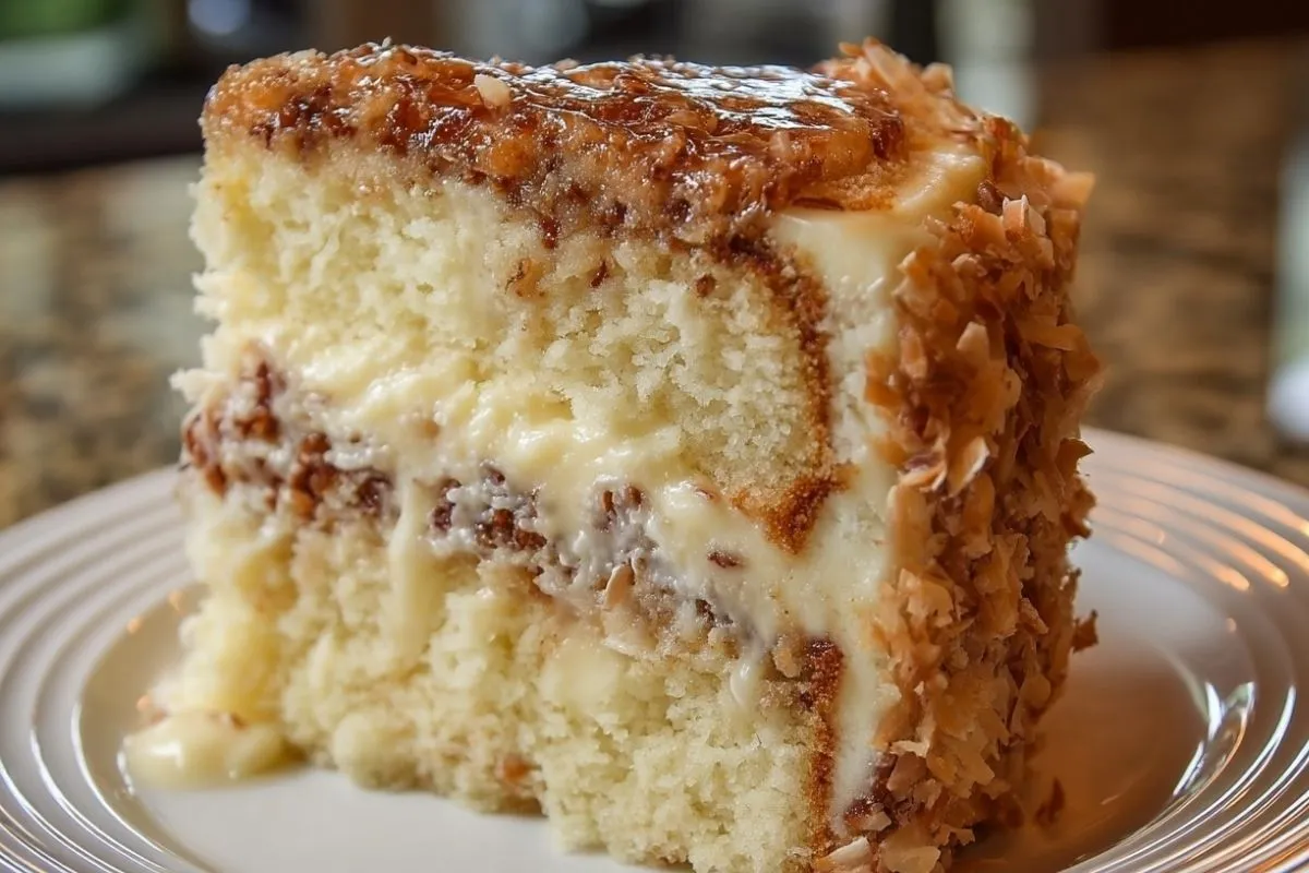 Gâteau Allemand au Chocolat Blanc avec Cœur de Cheesecake