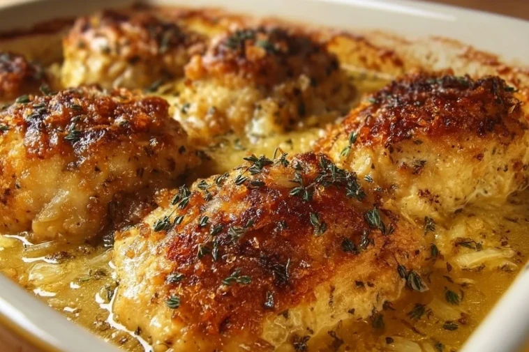 Poulet Au Gratin Aux Oignons