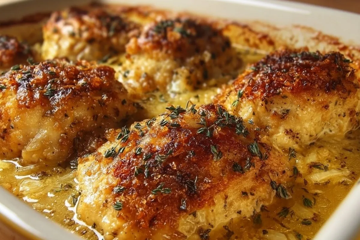 Poulet Au Gratin Aux Oignons
