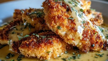 Poulet Parmesan Croquant Avec Une Sauce Ail Riche