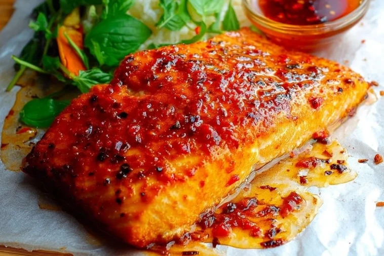 Saumon Cuit Au Four Avec Sauce Chili Douce