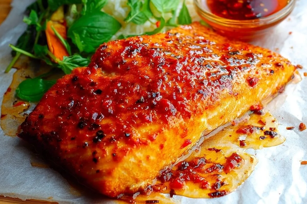 Saumon Cuit Au Four Avec Sauce Chili Douce