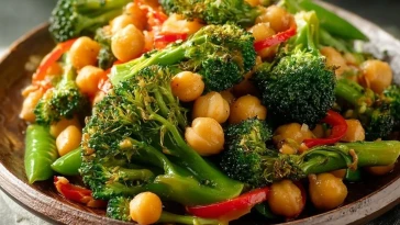 Sauté De Brocoli Aux Pois Chiches Et Sauce Ail