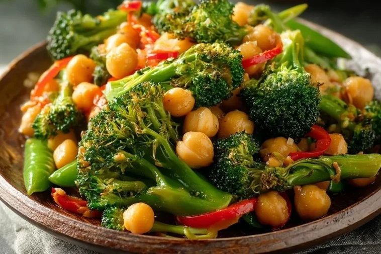 Sauté De Brocoli Aux Pois Chiches Et Sauce Ail